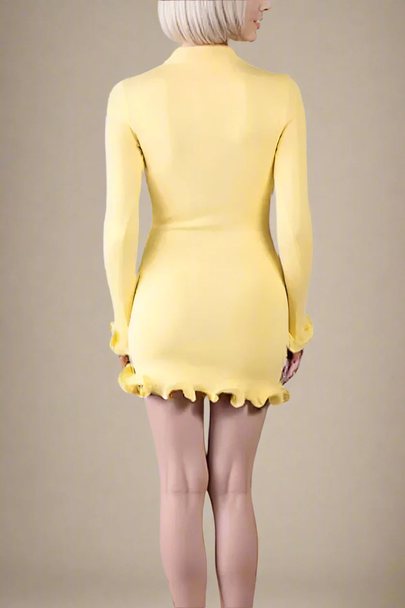 Regina Long Sleeve Mini Dress Sun Yellow Sale