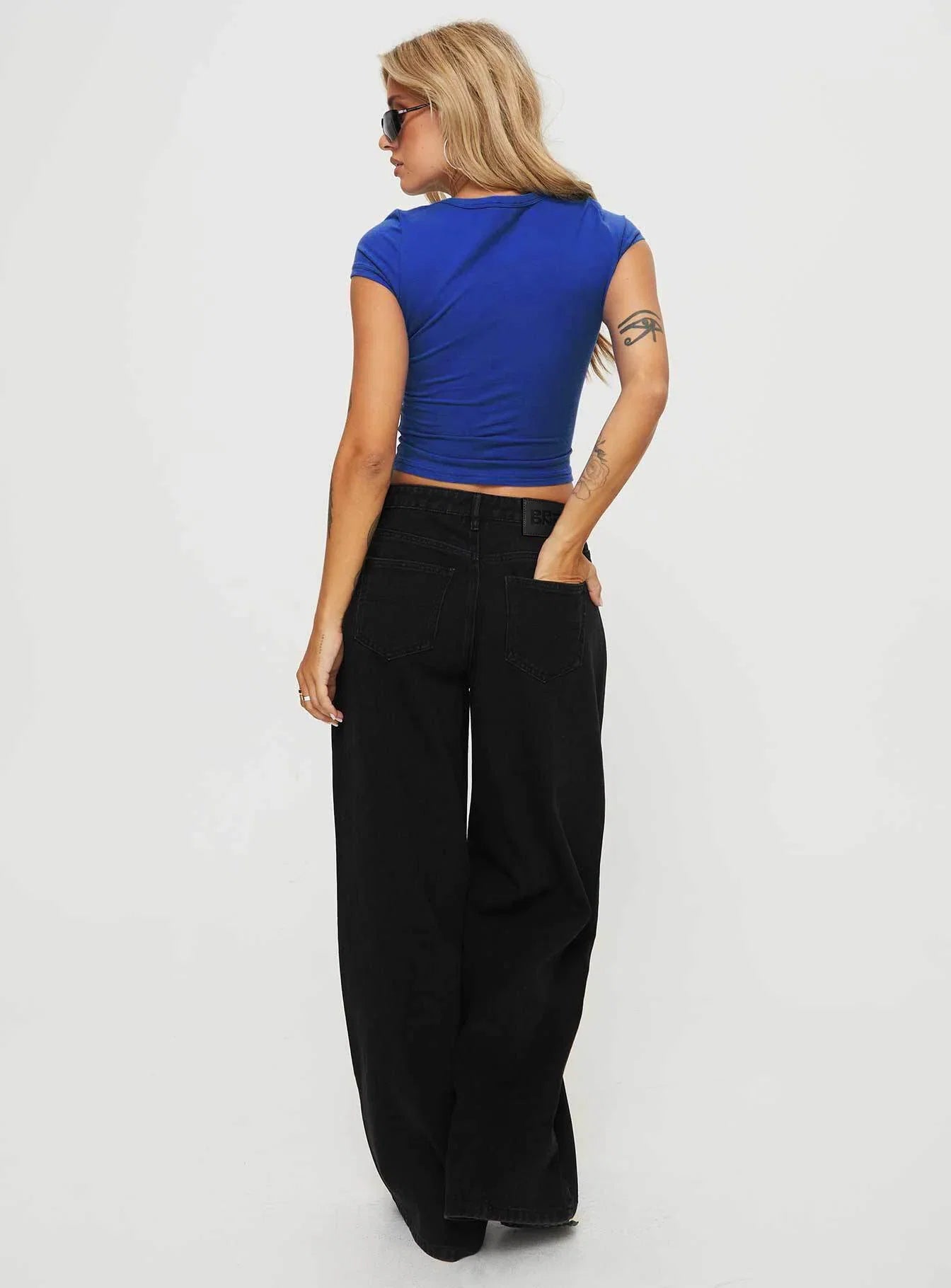 Naylor Mid Rise Wide Leg Jeans Washed Black Tall