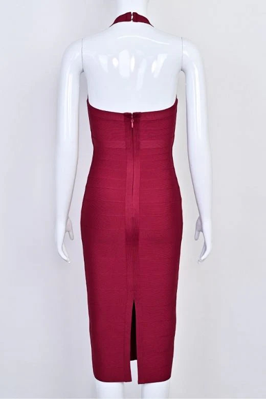 Lara Bandage Midi Dress Red Wine