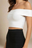 Vera Bandage Off Shoulder Top White Pearl