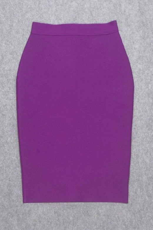 Pencil High Waist Bandage Knee Length Skirt Plum Purple