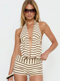 Persimmon Split Halter Backless Top Brown