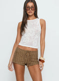 Ronnee Lace Up Shorts Brown Stripe