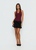 Lynford Chiffon Detail Halter Top Wine