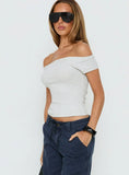 Baseline Boat Neck Top Grey Marle