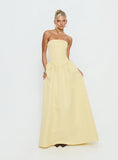 Soft Bloom Drop Waist Strapless Maxi Dress Yellow
