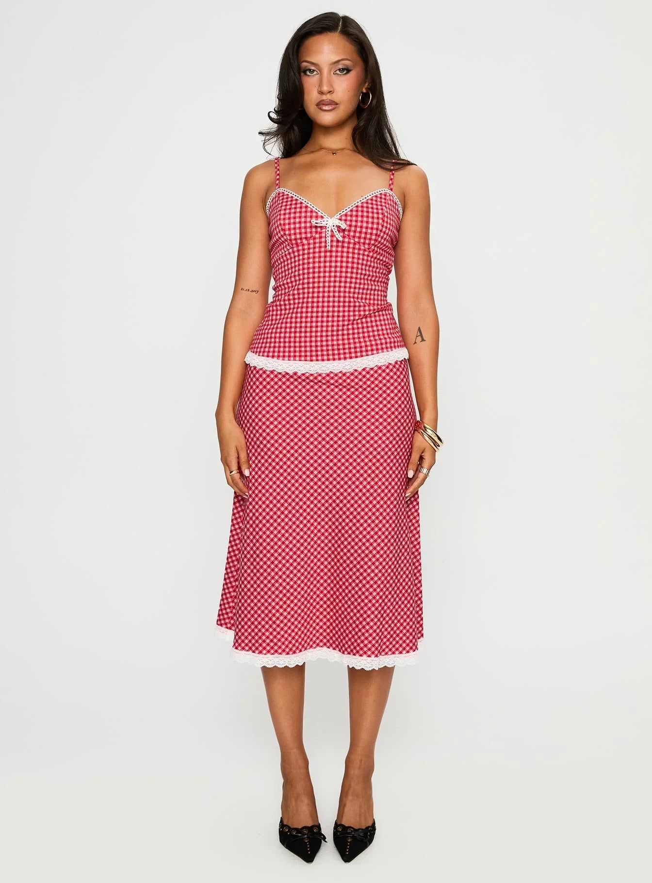 Love In London Set Red Check
