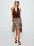 Diora Asymmetrical Midi Skirt Animal Print