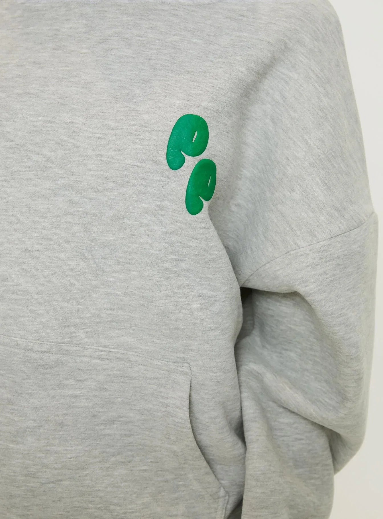 Princess Polly Hooded Sweatshirt Bubble Text Grey Marle Green