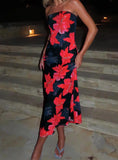 Celik Strapless Maxi Dress Black / Floral
