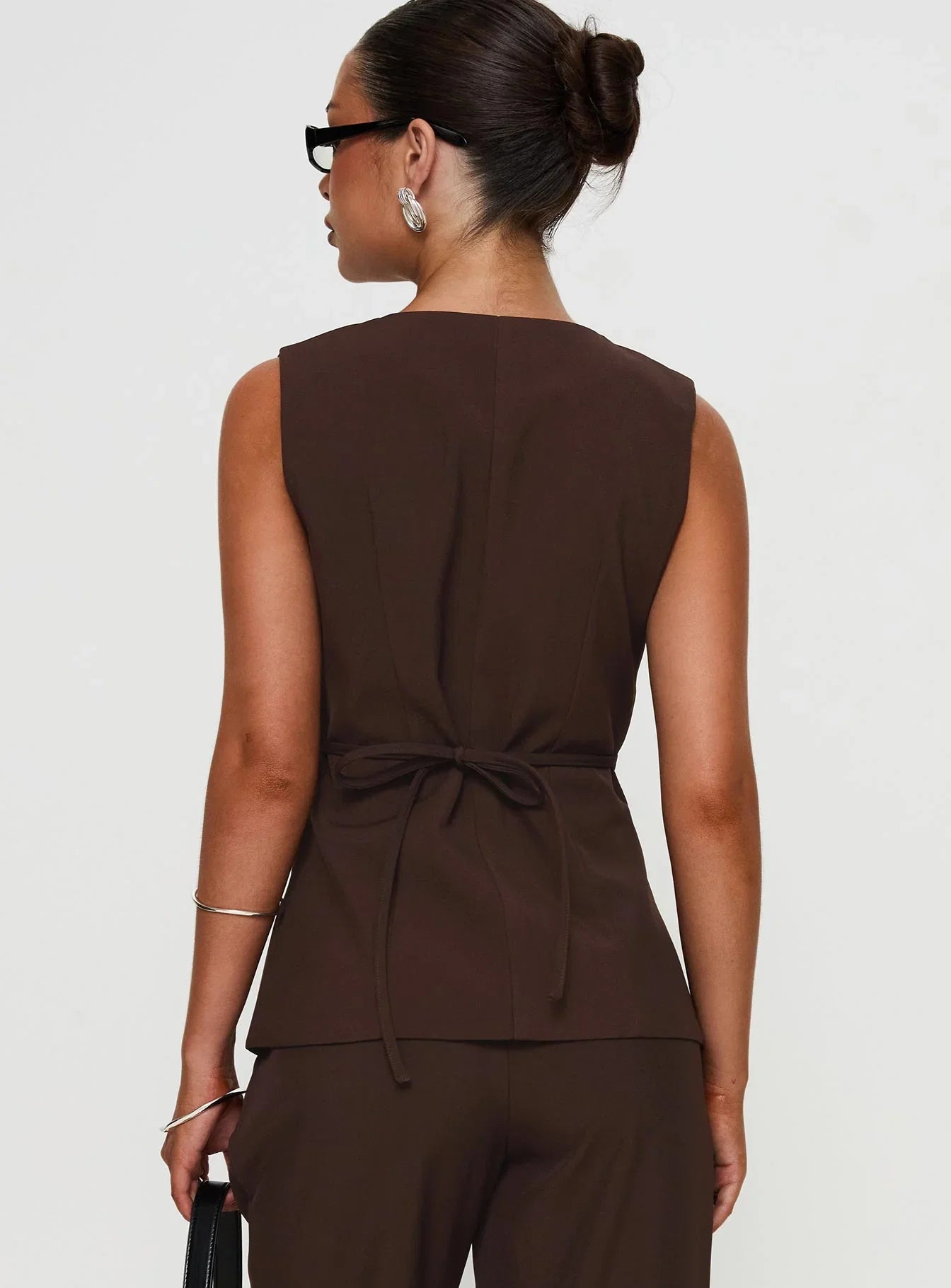 Ambient Longline Button Up Top Chocolate
