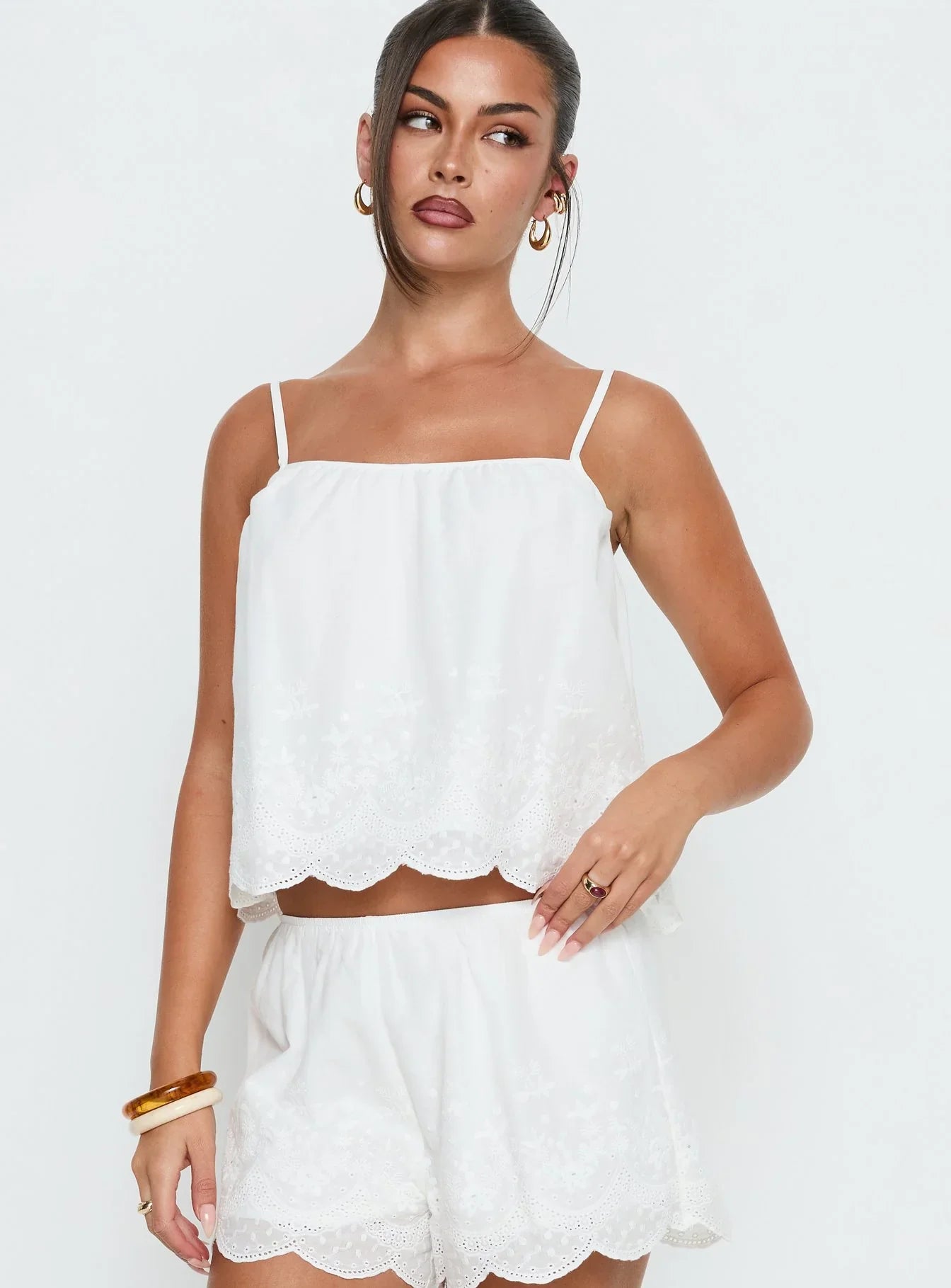 Madison Avenue Embroidered Detail Top White