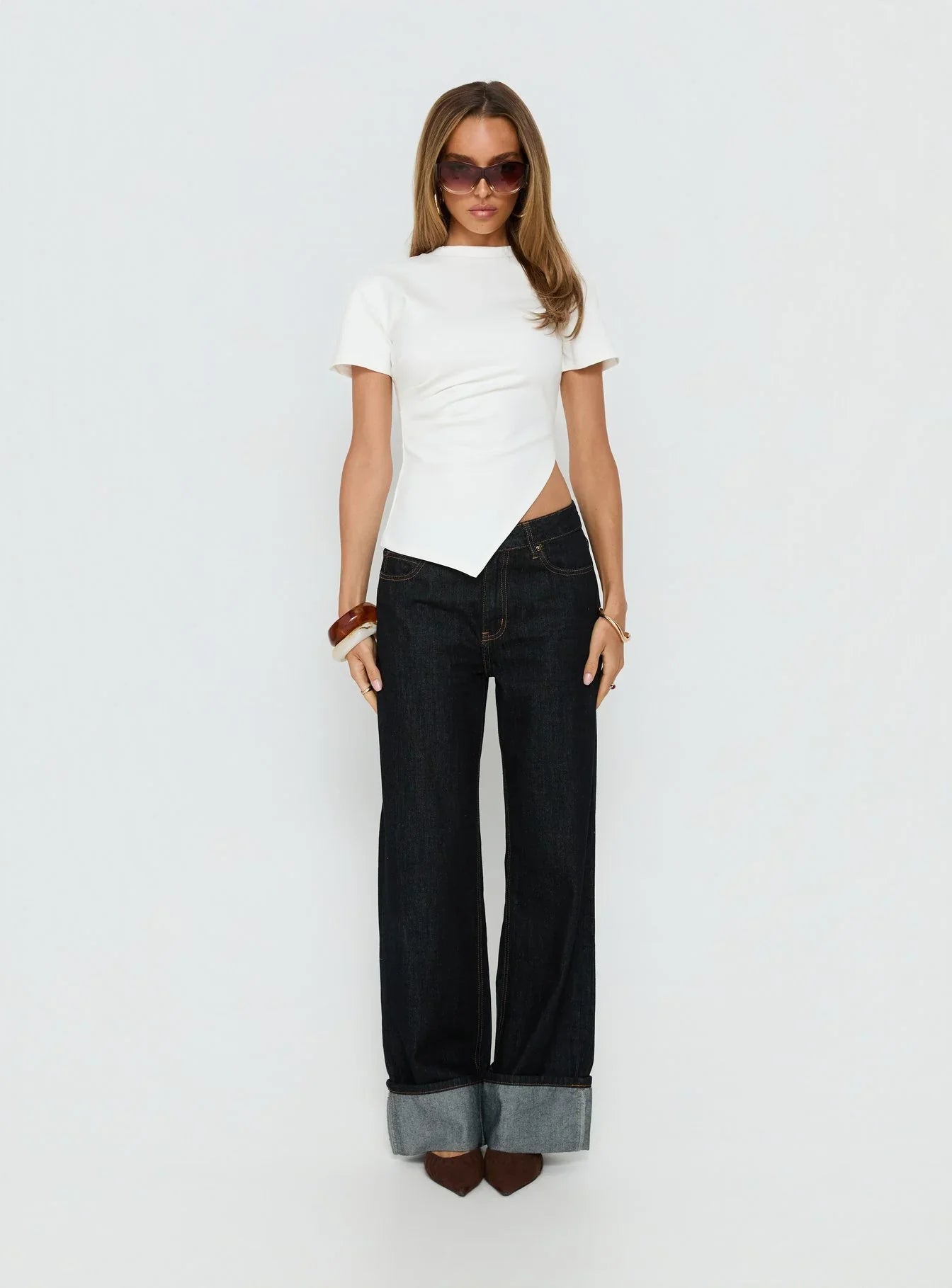 Lioxa Ruched Waist Tee White