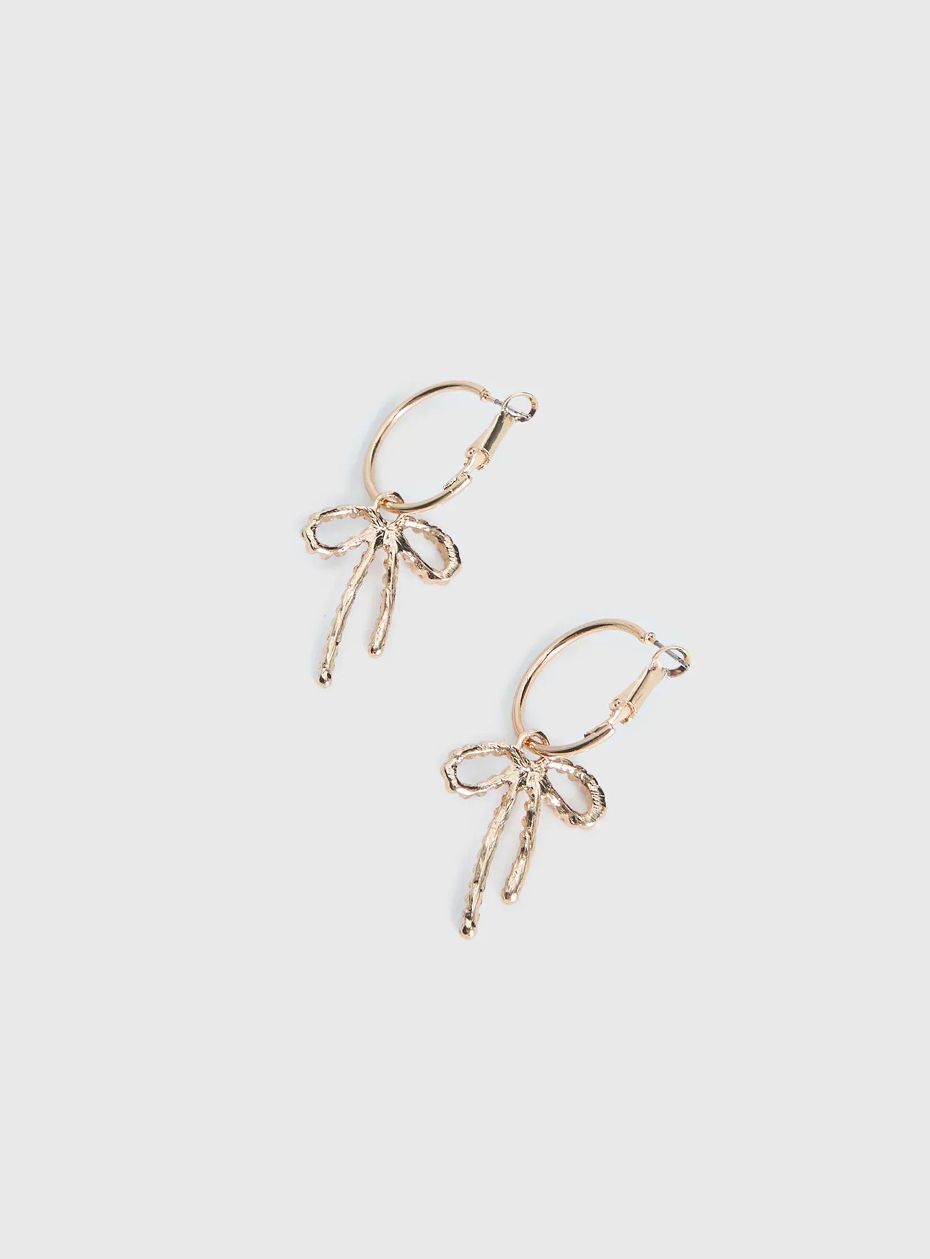 Goodnight And Go Bow Hoop Earrings Gold Red