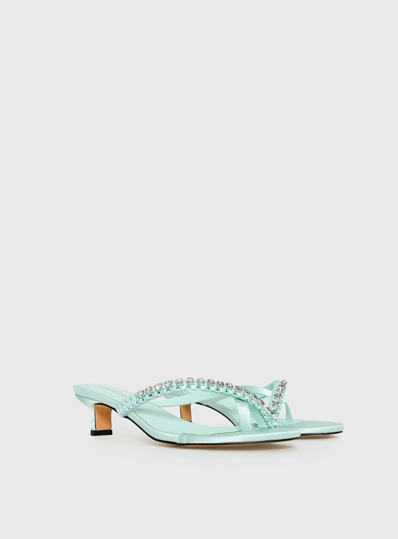 Little Italy Diamante Detail Thong Heels Aqua