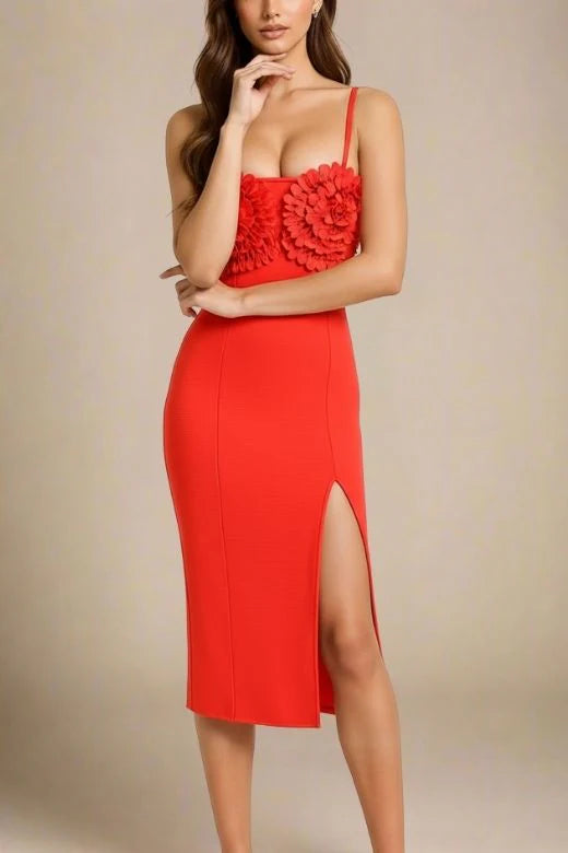 Faye Bandage Midi Dress Lipstick Red