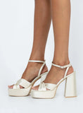 Everlasting Satin Platform Heels Champagne