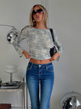 Let It Happen Boat Neck Long Sleeve Top Leopard