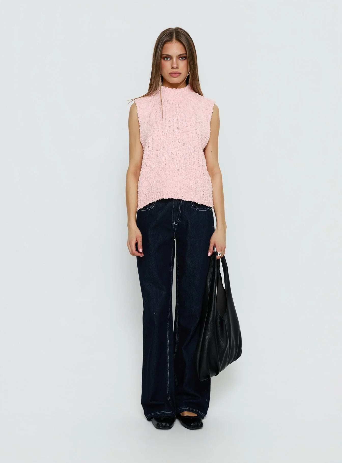 Lanette High Neck Sleeveless Top Soft Pink