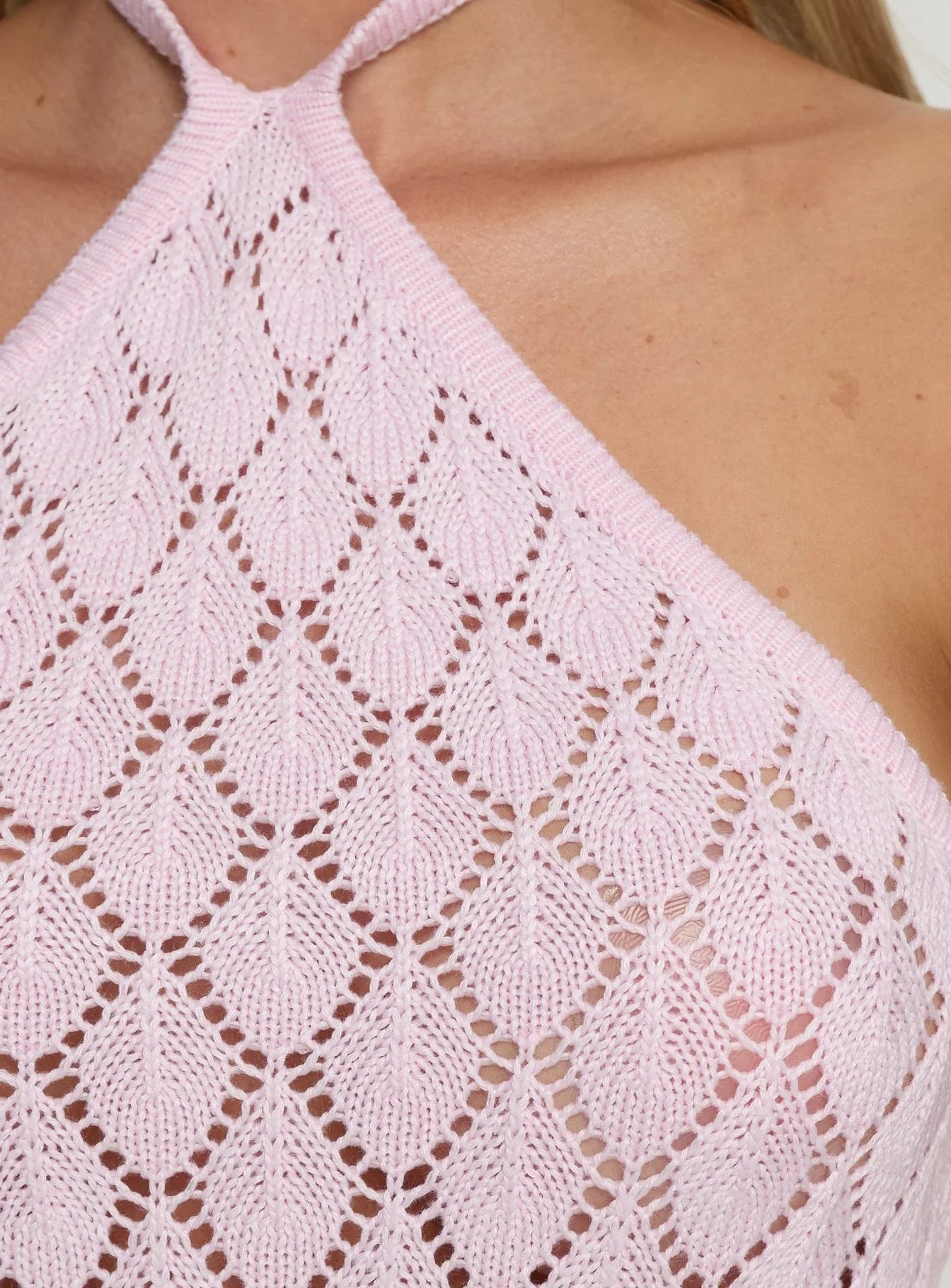 Jorda Halter Crochet Maxi Dress Pink