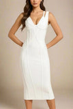 Lucy Bandage Midi Dress White Pearl Sale