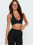 Lock In Active Halter Crop Top Black