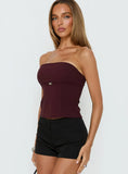 Flounce Strapless Top Plum