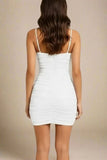 Cassie Bodycon Wrap Mini Dress White Pearl
