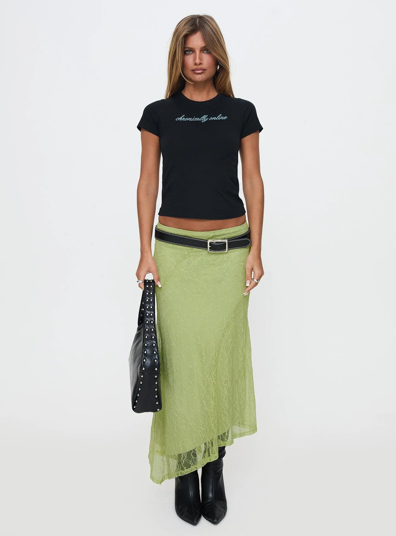 Chronically Online Graphic Top Black