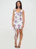 Varney Frill Mini Dress White Purple Floral