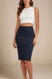 Pencil High Waist Bandage Knee Length Skirt Classic Black