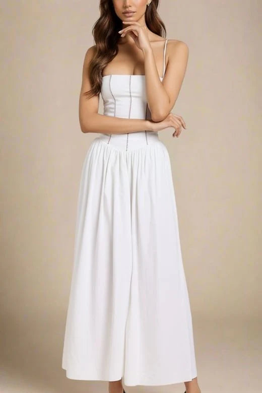 Tasmin Midi Dress White Pearl