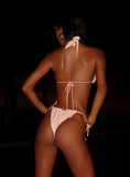 Rissa Scrunch Tie Side Bikini Bottoms Pink Stripe