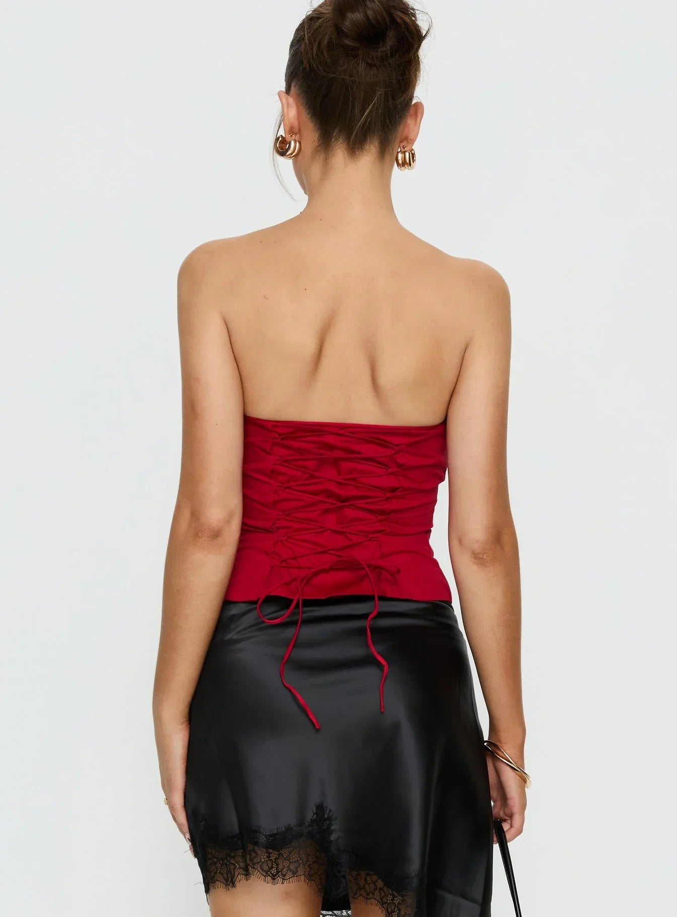 Isalina Strapless Corset Top Red