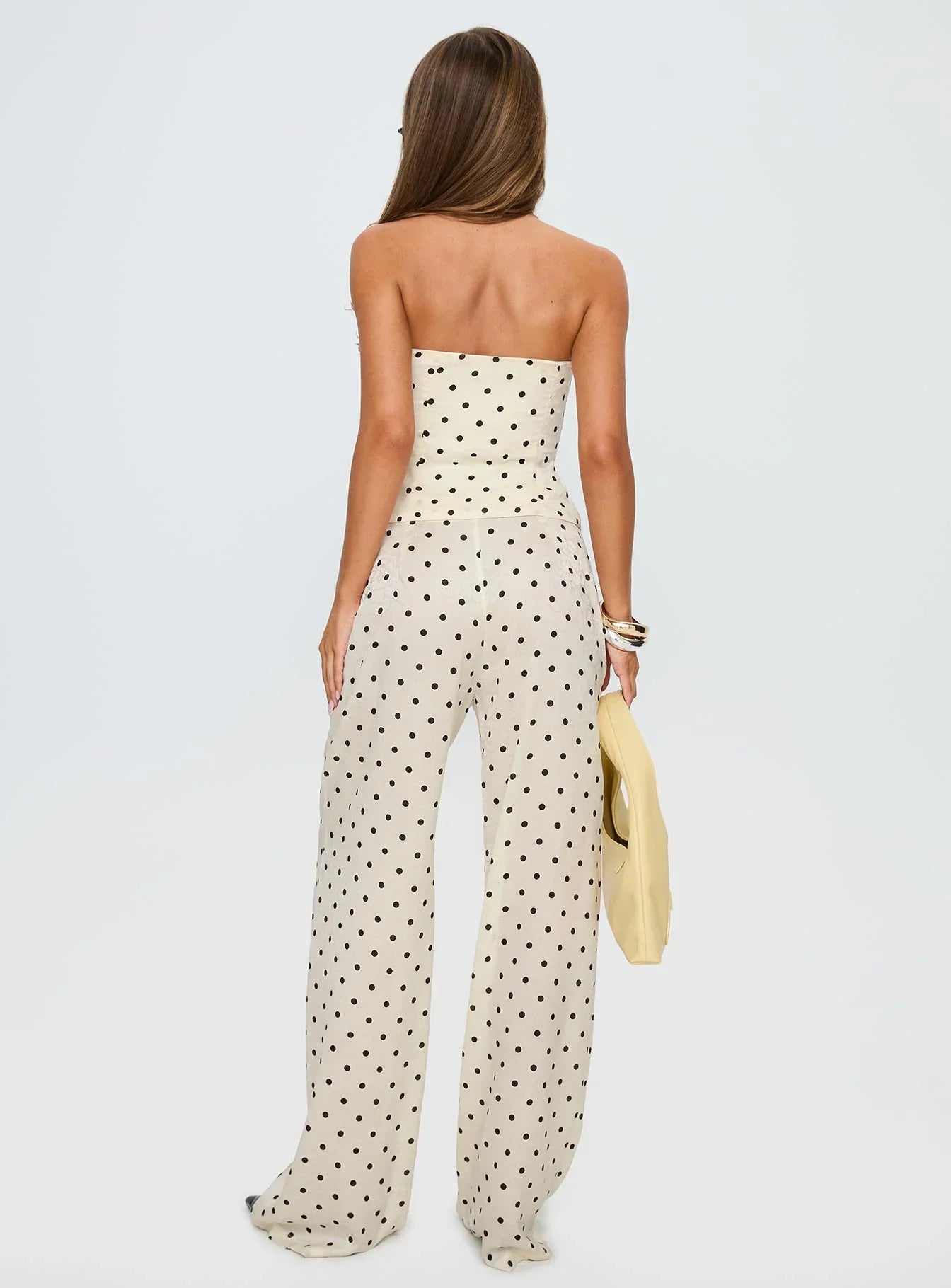 Powdered Sugar Strapless Set Cream Polka