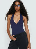Someone New Halter Bodysuit Navy