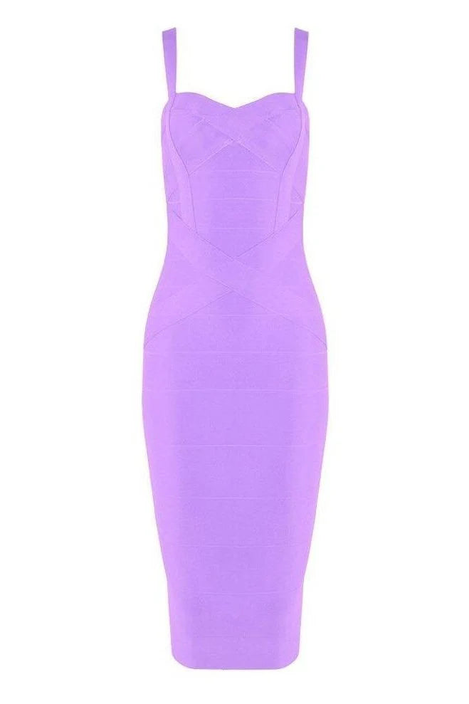 Heidi Bandage Midi Dress Violet Purple