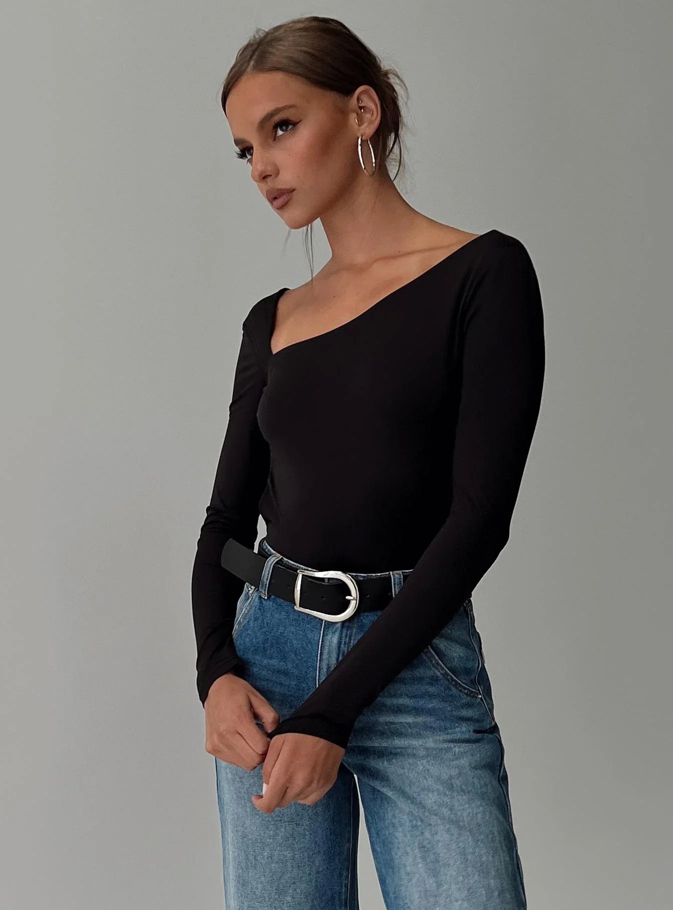 Look This Good Backless Bodysuit Black
