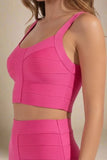 India Bandage Top and Mini Skirt Set Hot Pink