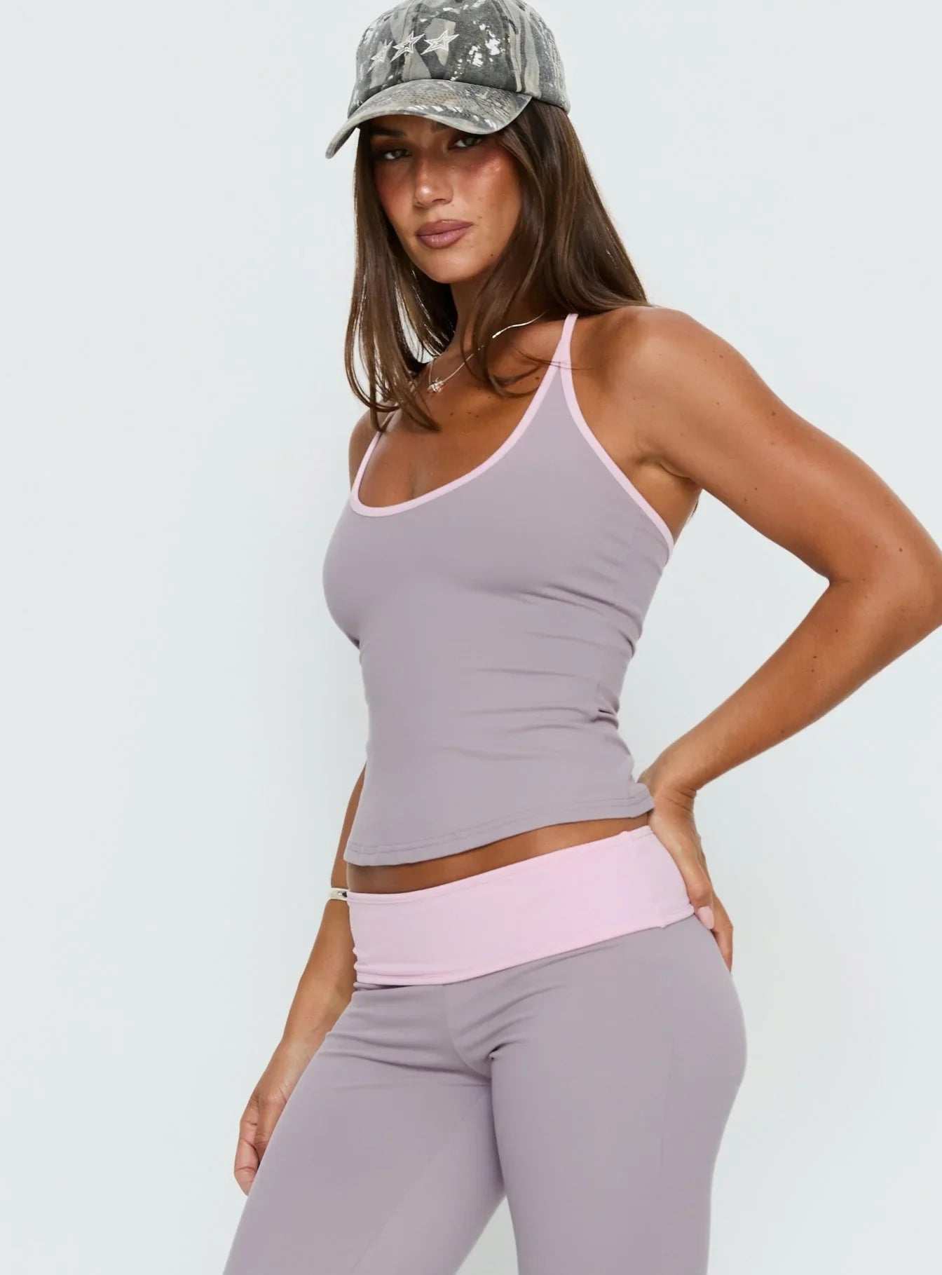 Kobee Jersey Halter Top Slate Dusty Pink