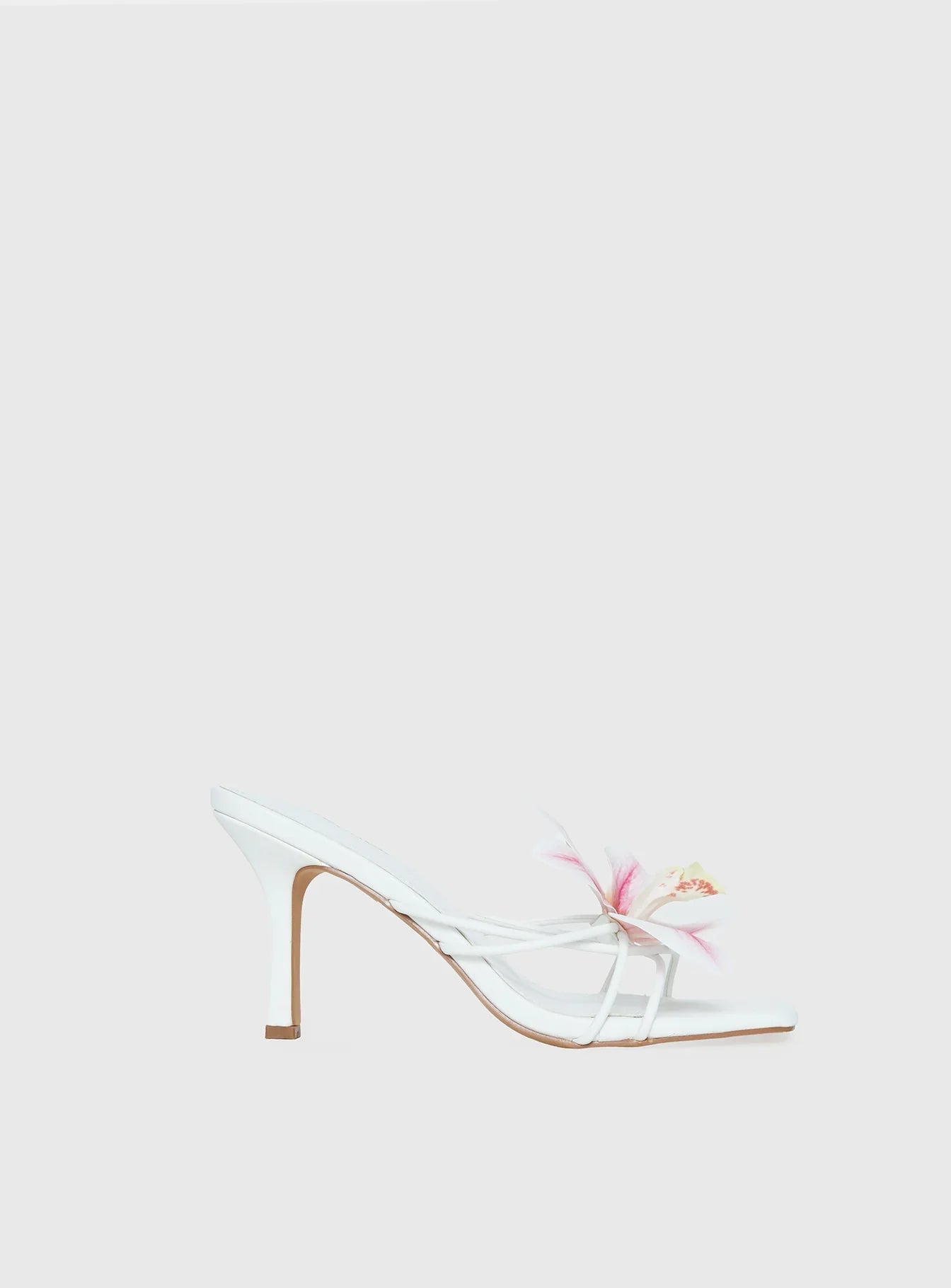 Exotic Etty Floral Detail Heels White