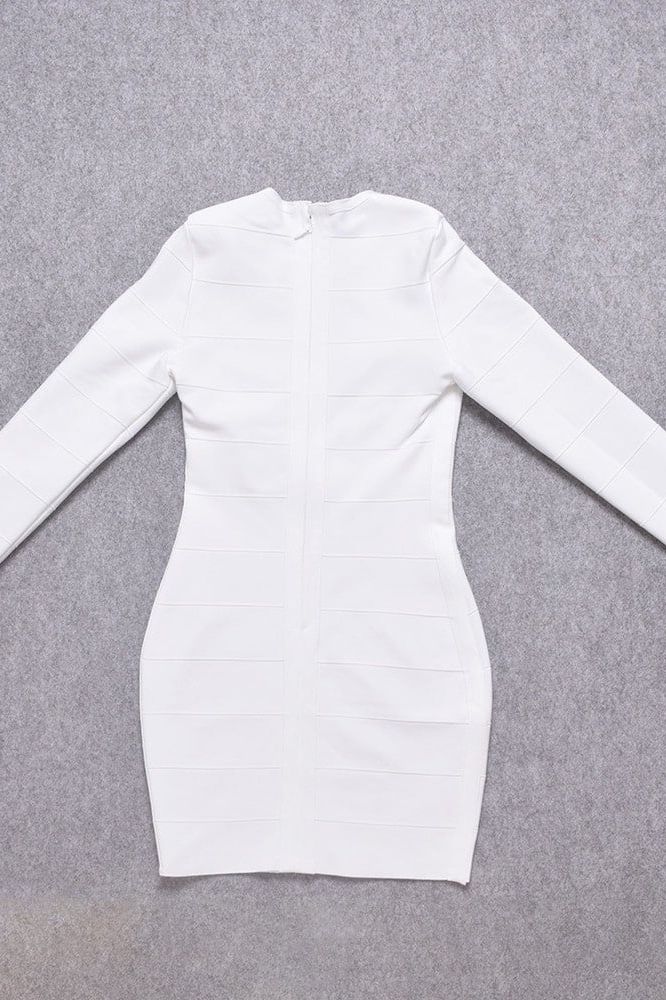Pamela Long Sleeve Bandage Mini Dress White Pearl Sale