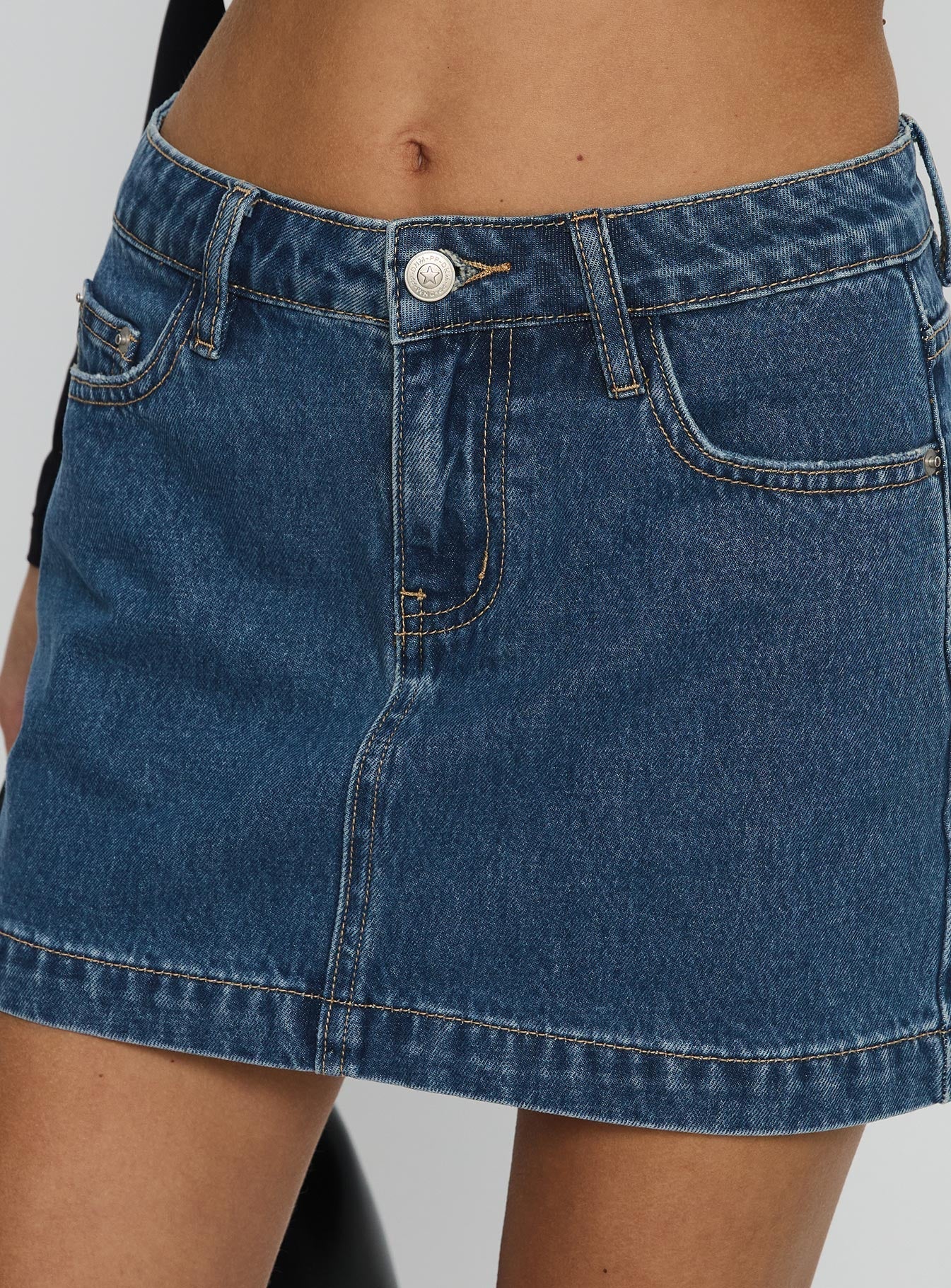 Nickei Denim Mini Skirt Mid Wash