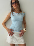 Skaia Layered Sheer Top Blue