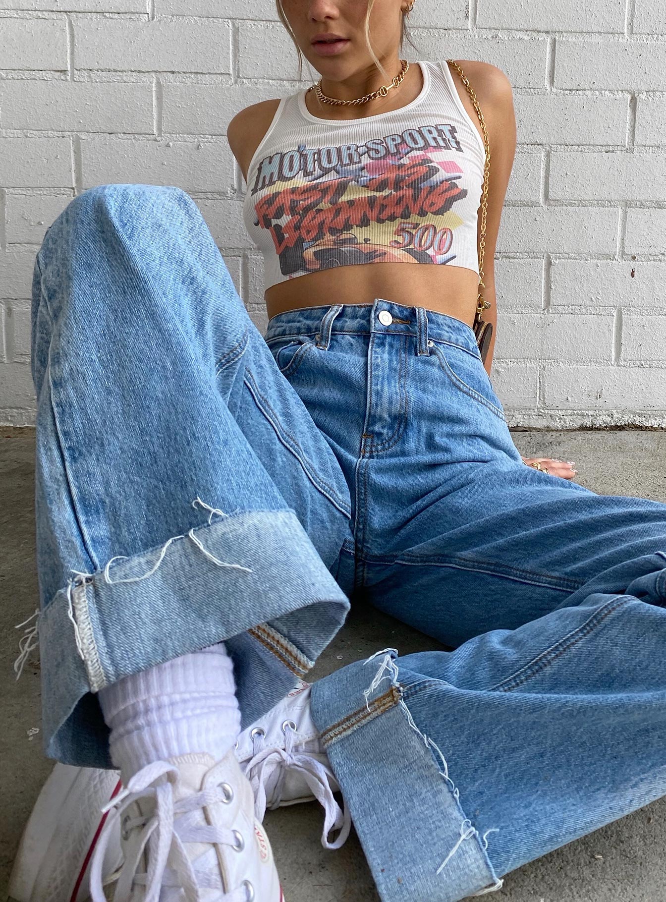 Ollie Mid Rise Straight Leg Jeans Mid Wash Denim