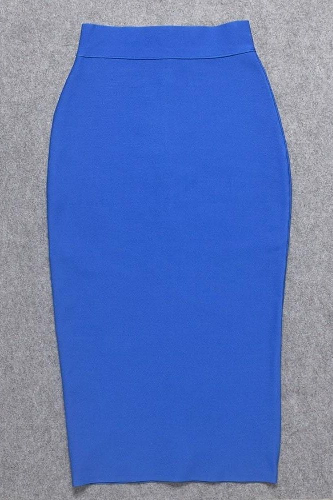 Pencil High Waist Bandage Midi Skirt Royal Blue