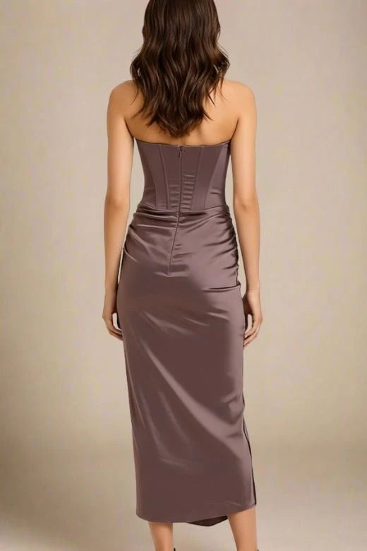 Hope Bodycon Wrap Maxi Dress Coffee Brown