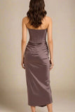Hope Bodycon Wrap Maxi Dress Coffee Brown