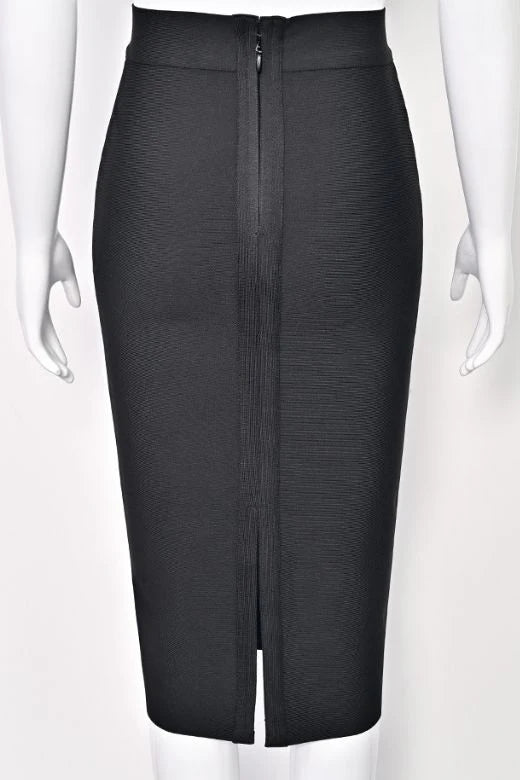 Pencil High Waist Bandage Midi Skirt Classic Black