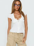 Kalysa Ruffle Short Sleeve Blouse Top White